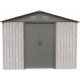 Metalowy domek narzędziowy WoodTouch 2,9x4,4 m beżowy - imitacja drewna + zestaw kotw X-METAL